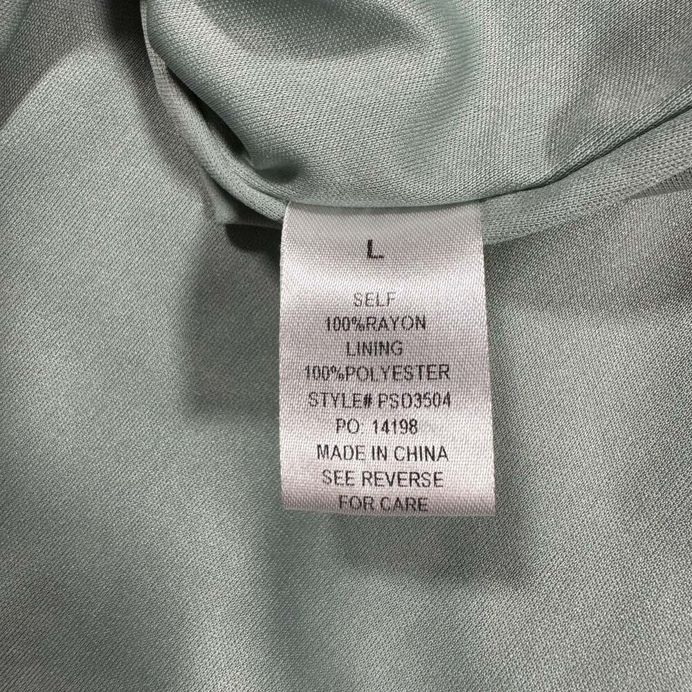 Polagram Sage Green Embroidered Floral Ruffle Sleeve Midi Dress Size L - Picture 10 of 11